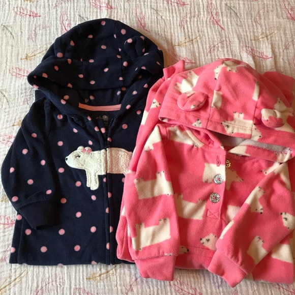 CARTERS Baby Girl Hooded Day Rompers Bundle of 2 - Picture 2 of 5